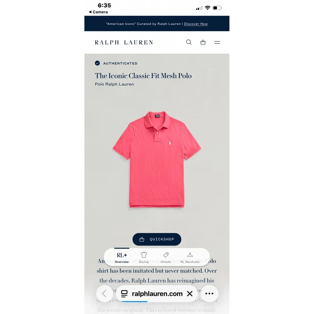 Polo Ralph Lauren Mesh Polo Mens XXL Pink Classic Fit Short Sleeve Casual Golf